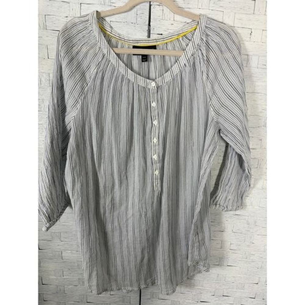 Lane Bryant womens blouse feminine striped lightweight cotton costal plus‎ size